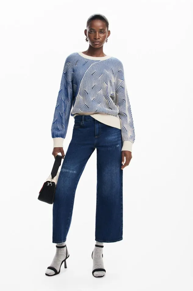 Women Jumpers Desigual Twotone Knit Sweater