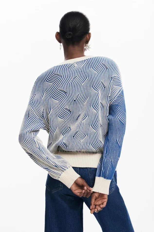 Women Jumpers Desigual Twotone Knit Sweater