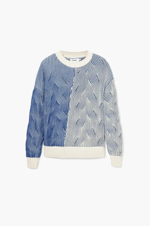 Women Jumpers Desigual Twotone Knit Sweater
