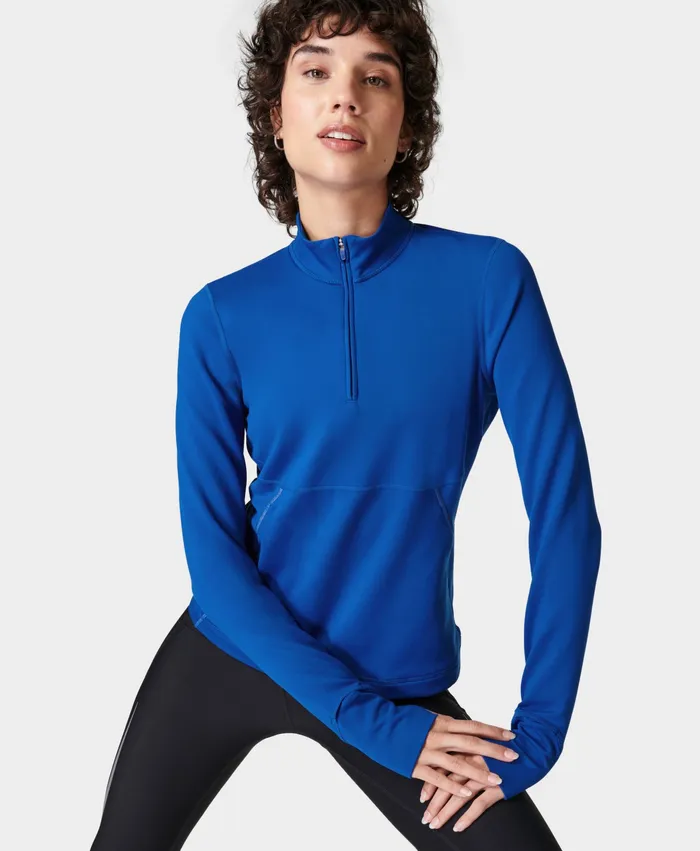 Women Jumpers Hoodies Sweaty Betty Therma Boost Running Half Zip Lightning Blue