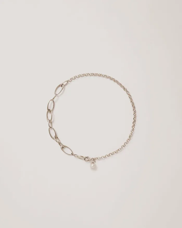 Women Keshi Pearl Chain Necklace Silver YMC Jewellery