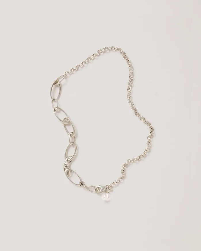 Women Keshi Pearl Chain Necklace Silver YMC Jewellery