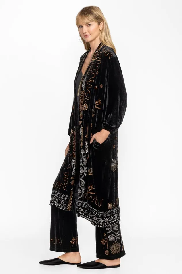 Women Kimonos Johnny Was VELVET BISHOP SLEEVE KIMONO COAT Black Women Kimonos Johnny Was VELVET BISHOP SLEEVE KIMONO COAT Black