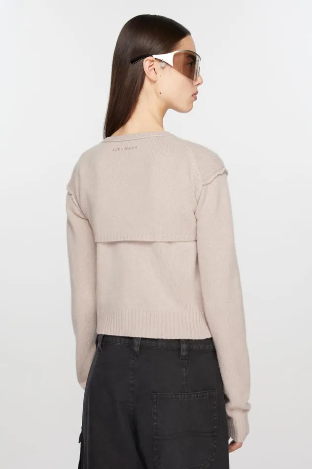 Women Knit Tank Top Cardigan Set Sand Beige Acne Studios Knitwear