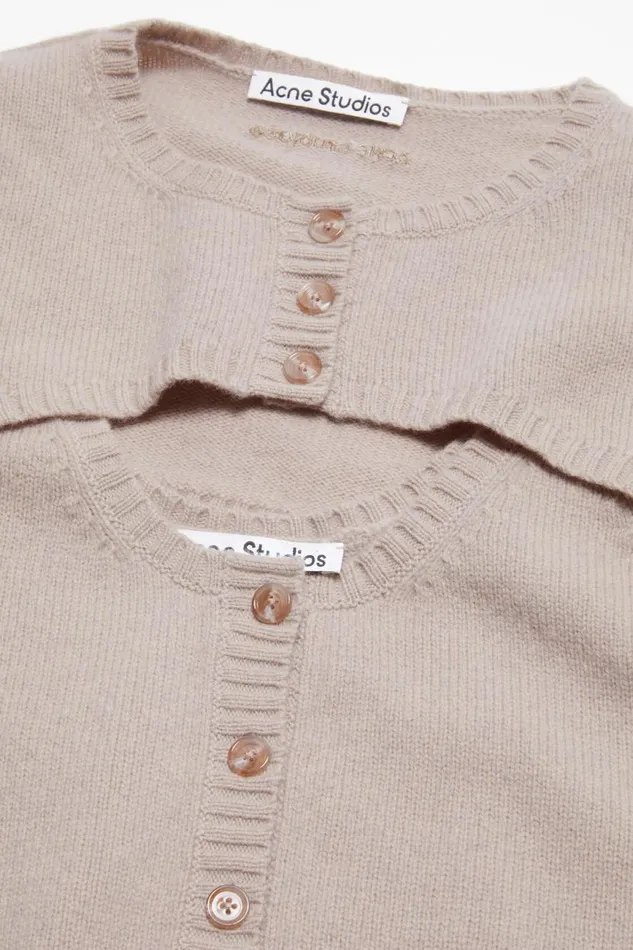Women Knit Tank Top Cardigan Set Sand Beige Acne Studios Knitwear