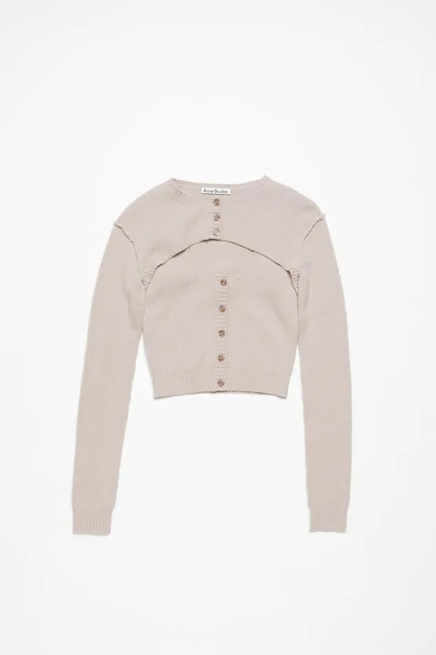 Women Knit Tank Top Cardigan Set Sand Beige Acne Studios Knitwear