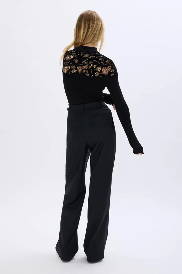 Women Knitted Velvet And Lace Sweater Black Black Sonia Rykiel Sweaters