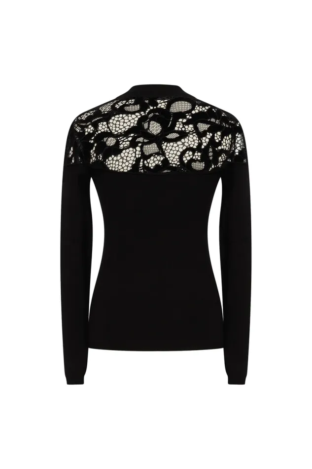 Women Knitted Velvet And Lace Sweater Black Black Sonia Rykiel Sweaters