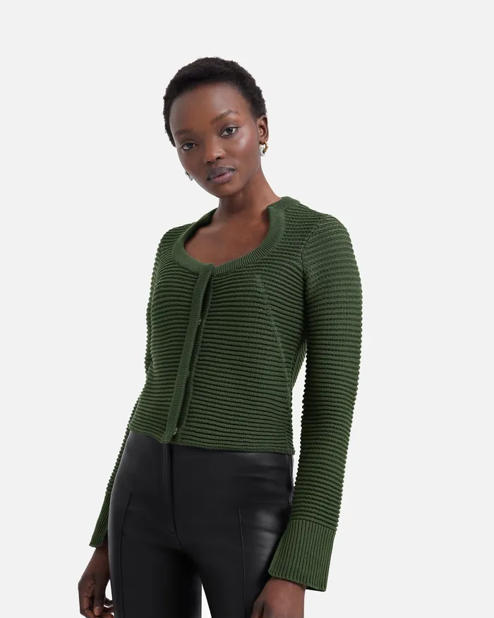 Women Knitwear Safiyaa Karlotta Olive Crochet Jacket Olive