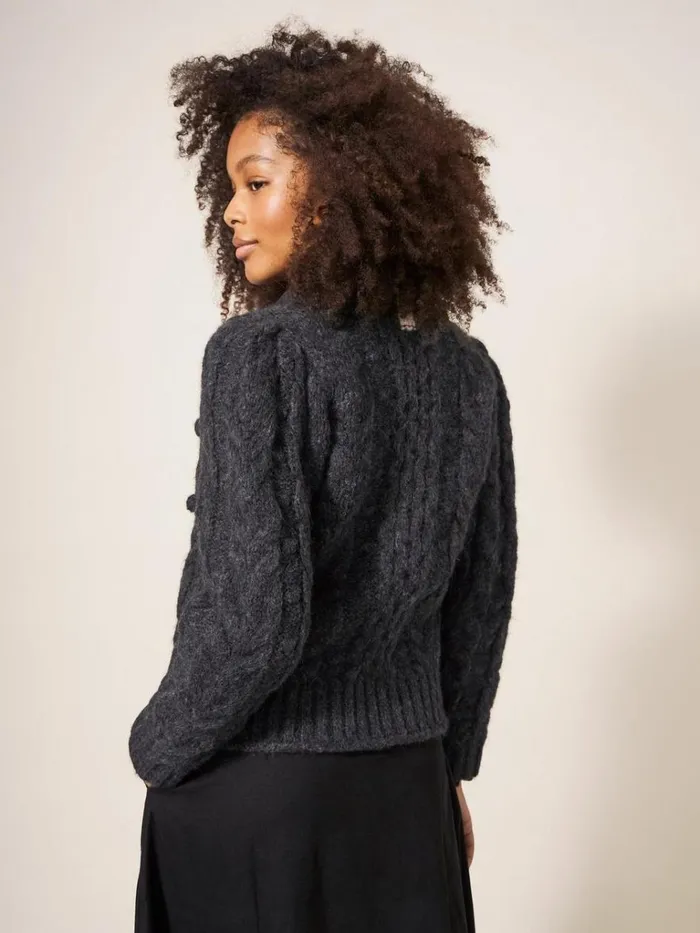 Women KNITWEAR White Stuff CABLE CARDI Dk Grey Women KNITWEAR White Stuff CABLE CARDI Dk Grey