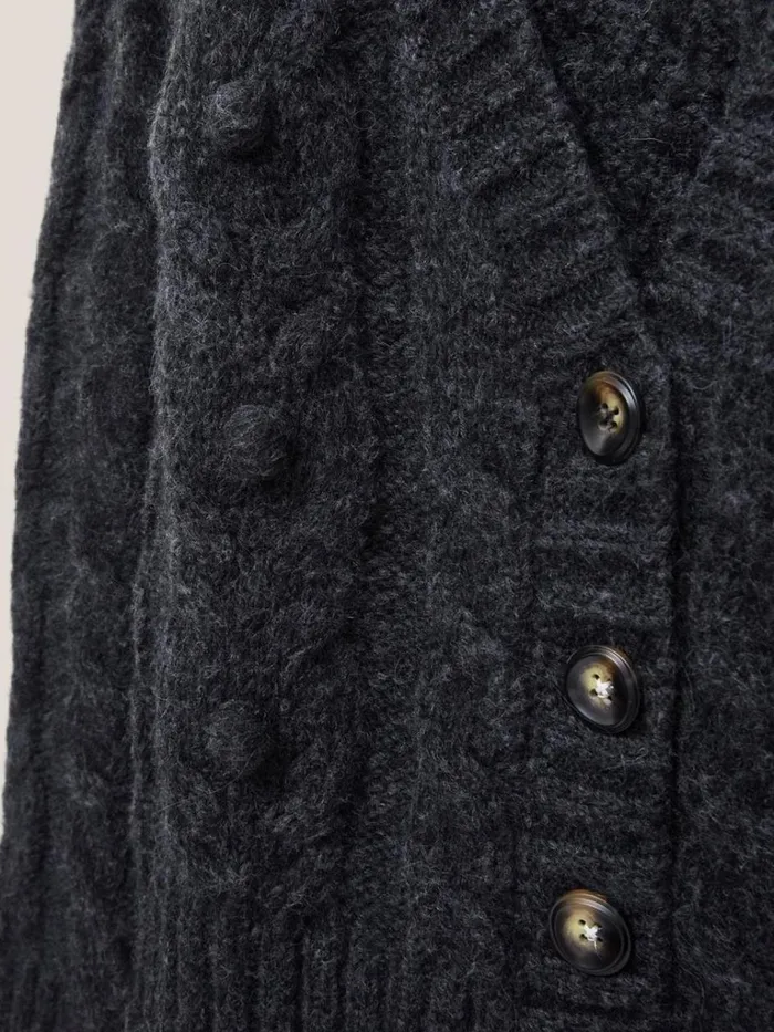 Women KNITWEAR White Stuff CABLE CARDI Dk Grey Women KNITWEAR White Stuff CABLE CARDI Dk Grey