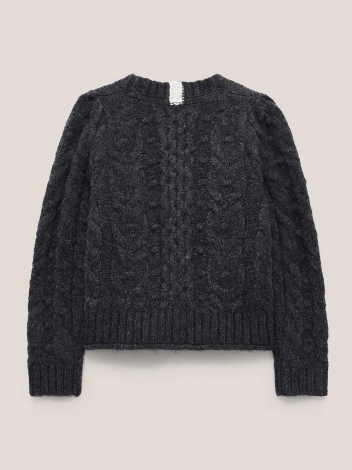 Women KNITWEAR White Stuff CABLE CARDI Dk Grey Women KNITWEAR White Stuff CABLE CARDI Dk Grey