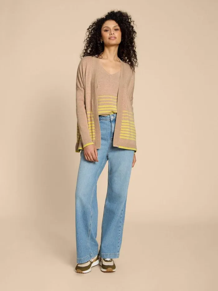 Women KNITWEAR White Stuff LILY LONGLINE CARDI Natural Multi