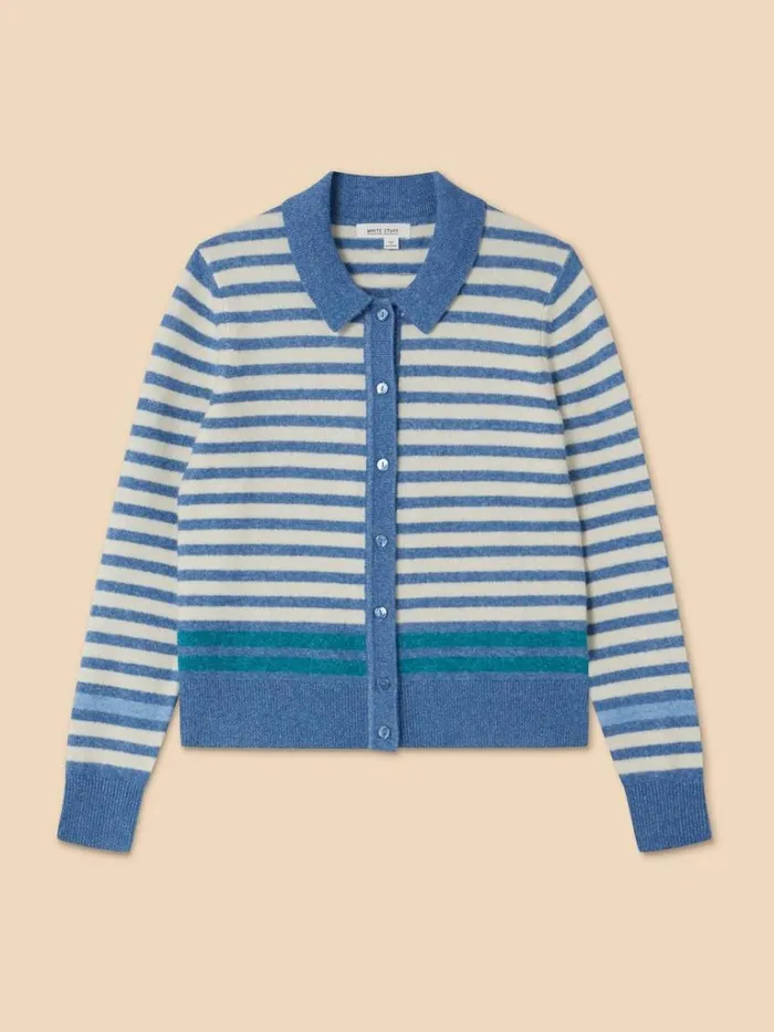 Women KNITWEAR White Stuff PEONY COLLARED CARDIGAN Blue Multi Women KNITWEAR White Stuff PEONY COLLARED CARDIGAN Blue Multi