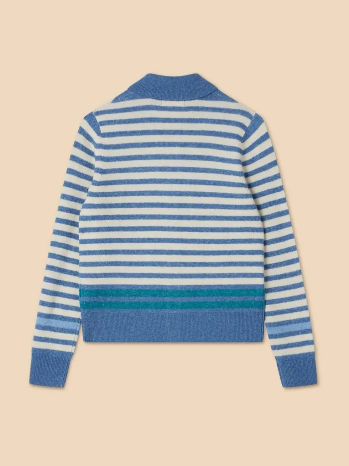 Women KNITWEAR White Stuff PEONY COLLARED CARDIGAN Blue Multi Women KNITWEAR White Stuff PEONY COLLARED CARDIGAN Blue Multi