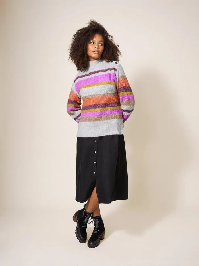 Women KNITWEAR White Stuff RAINBOW STRIPE JUMPER Natural Multi