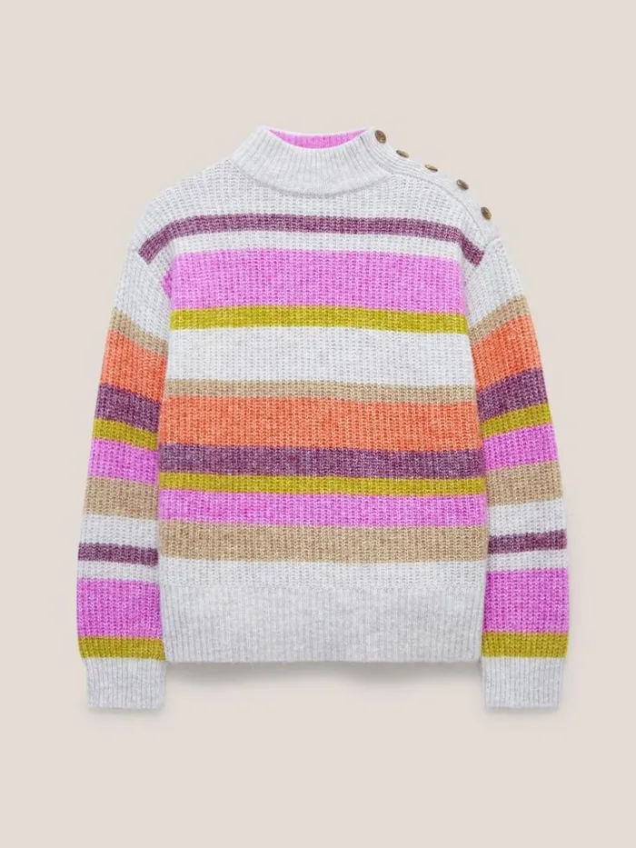 Women KNITWEAR White Stuff RAINBOW STRIPE JUMPER Natural Multi