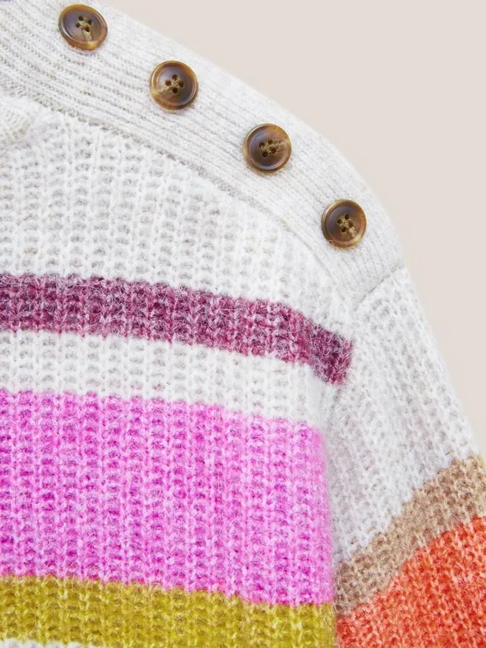 Women KNITWEAR White Stuff RAINBOW STRIPE JUMPER Natural Multi