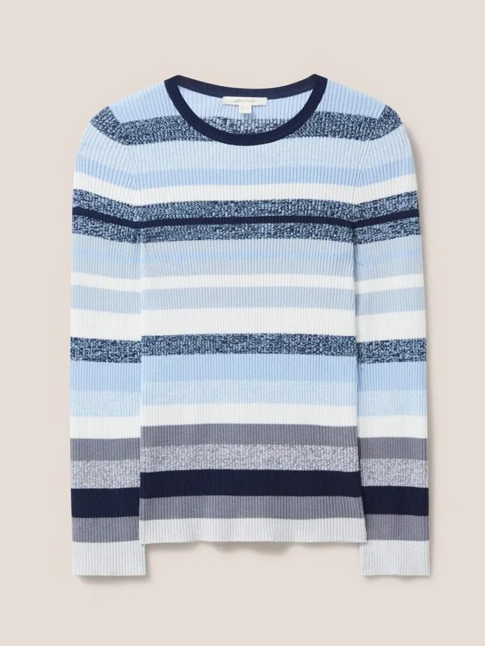 Women KNITWEAR White Stuff SKINNY RIBBED JUMPER Blue Multi