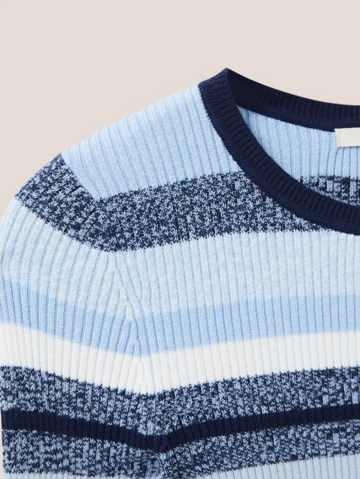 Women KNITWEAR White Stuff SKINNY RIBBED JUMPER Blue Multi