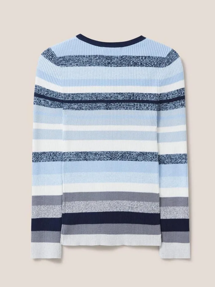 Women KNITWEAR White Stuff SKINNY RIBBED JUMPER Blue Multi