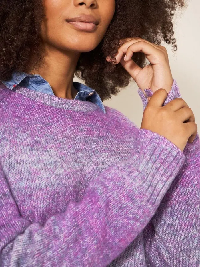 Women KNITWEAR White Stuff SPACE DYE WOOL JUMPER Purple Multi