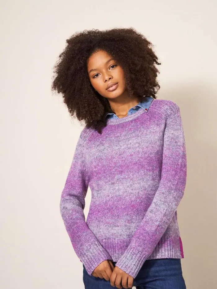 Women KNITWEAR White Stuff SPACE DYE WOOL JUMPER Purple Multi