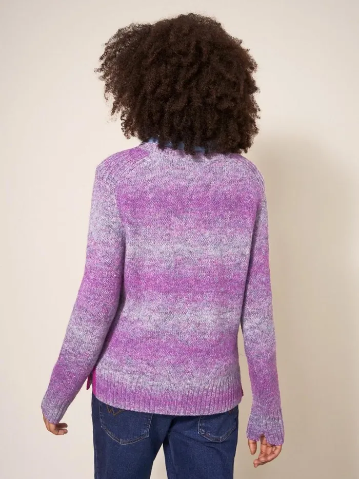 Women KNITWEAR White Stuff SPACE DYE WOOL JUMPER Purple Multi
