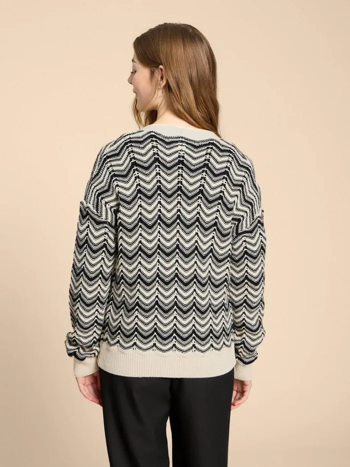 Women KNITWEAR White Stuff STELLA CHEVRON CARDI White Multi Women KNITWEAR White Stuff STELLA CHEVRON CARDI White Multi