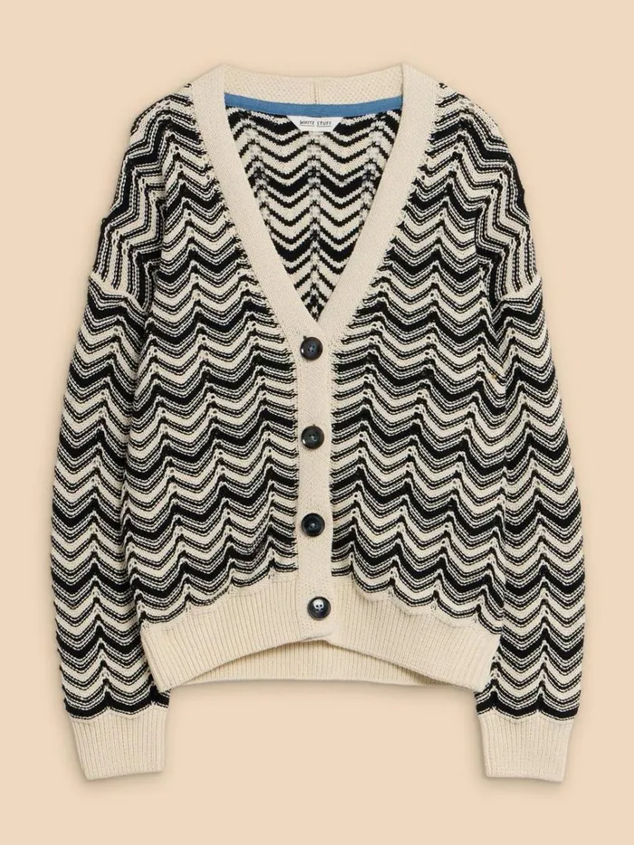Women KNITWEAR White Stuff STELLA CHEVRON CARDI White Multi Women KNITWEAR White Stuff STELLA CHEVRON CARDI White Multi