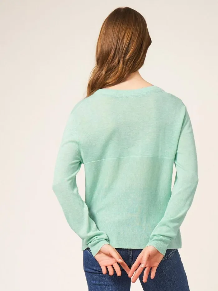 Women KNITWEAR White Stuff TIE HEM JUMPER Light Teal