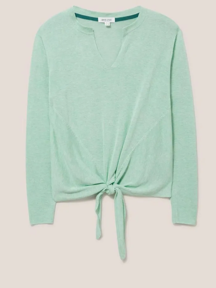 Women KNITWEAR White Stuff TIE HEM JUMPER Light Teal