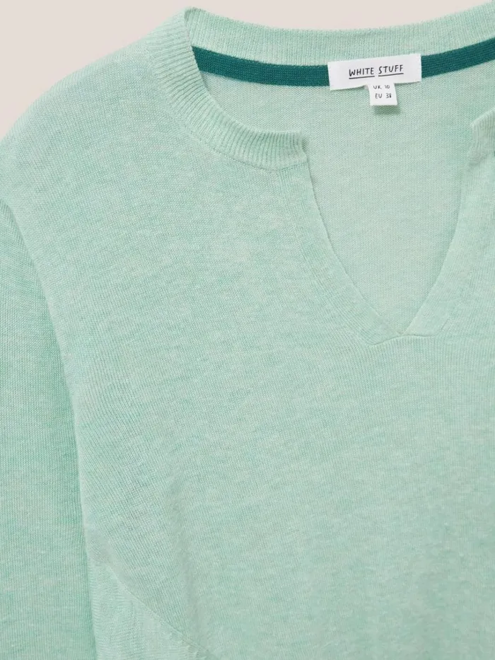 Women KNITWEAR White Stuff TIE HEM JUMPER Light Teal