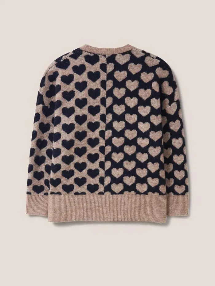 Women KNITWEAR White Stuff TONAL HEARTS CARDI Natural Multi