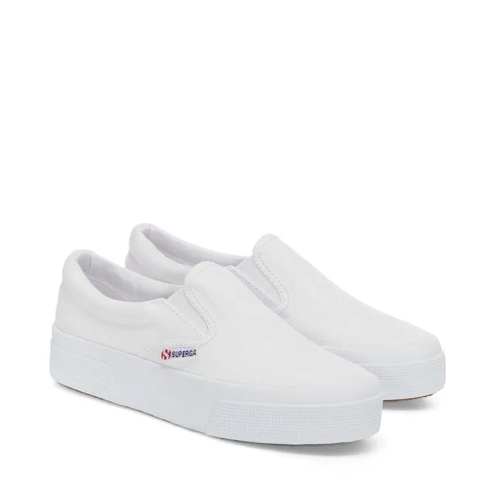 Women Lady Shoes Woman 2740 PLATFORM SLIPON Wedge WHITE Superga Platform
