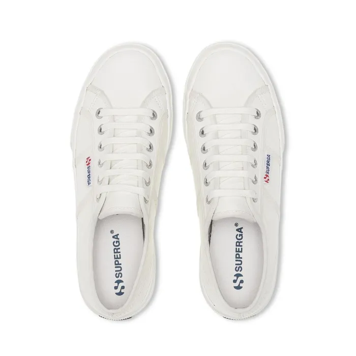 Women Lady Shoes Woman 2740 PLATFORM TUMBLED LEATHER Wedge WHITE Superga Platform