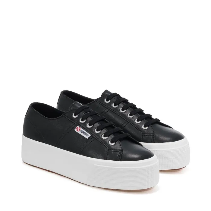 Women Lady Shoes Woman 2790 NAPPA Wedge BLACKWHITE Superga Platform