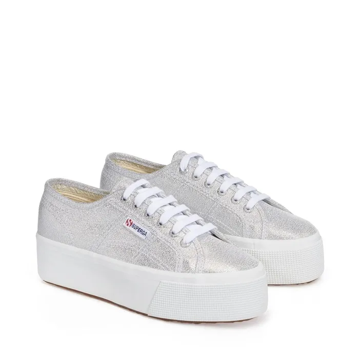 Women Lady Shoes Woman 2790 PLATFORM LAME Wedge GREY SILVER Superga Platform