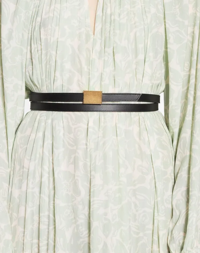 Women Lanvin Belts Double Concerto Leather Belt Black
