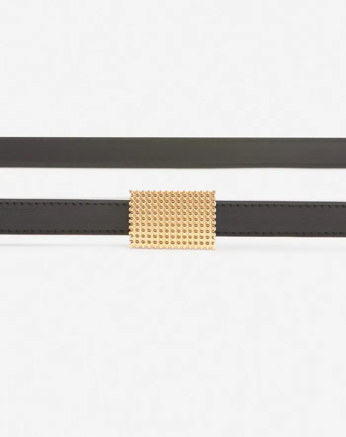 Women Lanvin Belts Double Concerto Leather Belt Black