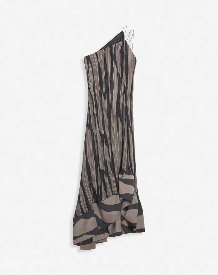 Women Lanvin Dresses Asymmetrical Cascadeeffect Dress Marron Glaceblack