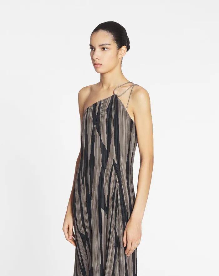 Women Lanvin Dresses Asymmetrical Cascadeeffect Dress Marron Glaceblack Women Lanvin Dresses Asymmetrical Cascadeeffect Dress Marron Glaceblack