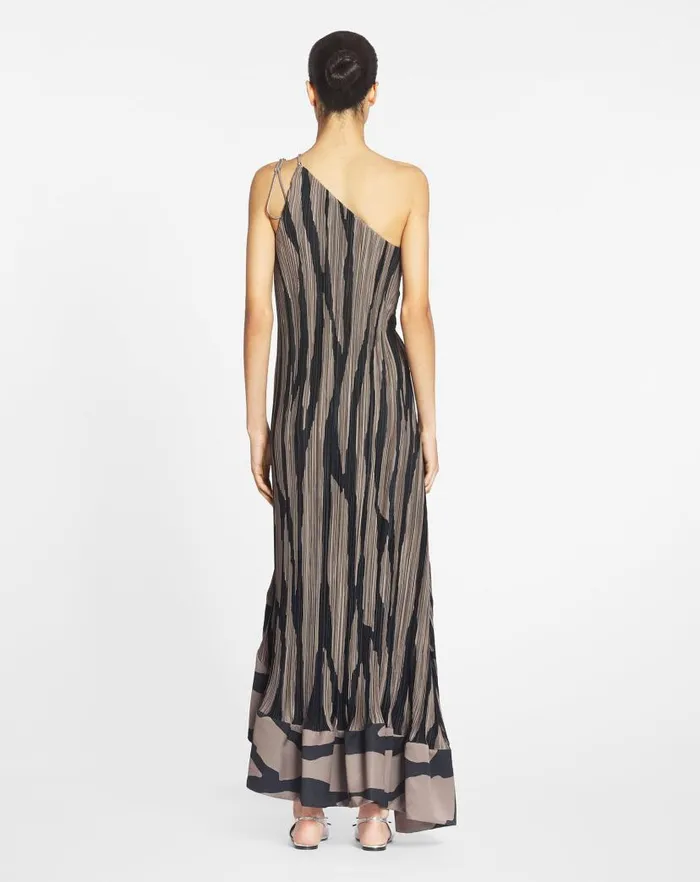 Women Lanvin Dresses Asymmetrical Cascadeeffect Dress Marron Glaceblack Women Lanvin Dresses Asymmetrical Cascadeeffect Dress Marron Glaceblack