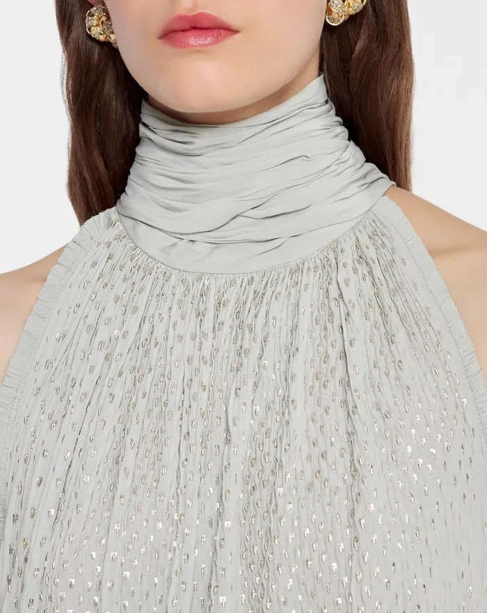 Women Lanvin Dresses Embroidered Cape Gown In Charmeuse Sage
