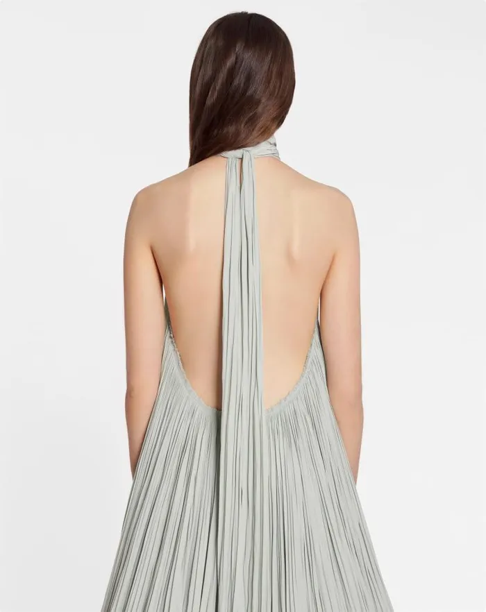 Women Lanvin Dresses Embroidered Cape Gown In Charmeuse Sage