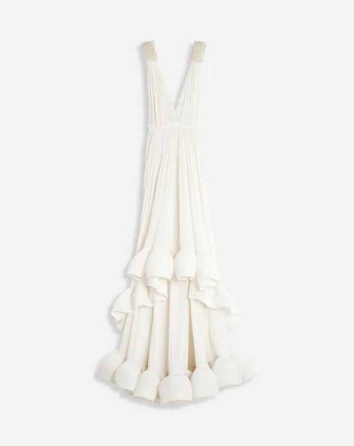 Women Lanvin Dresses Floor Length Evening Gown In Charmeuse Off White