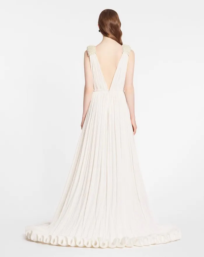 Women Lanvin Dresses Floor Length Evening Gown In Charmeuse Off White
