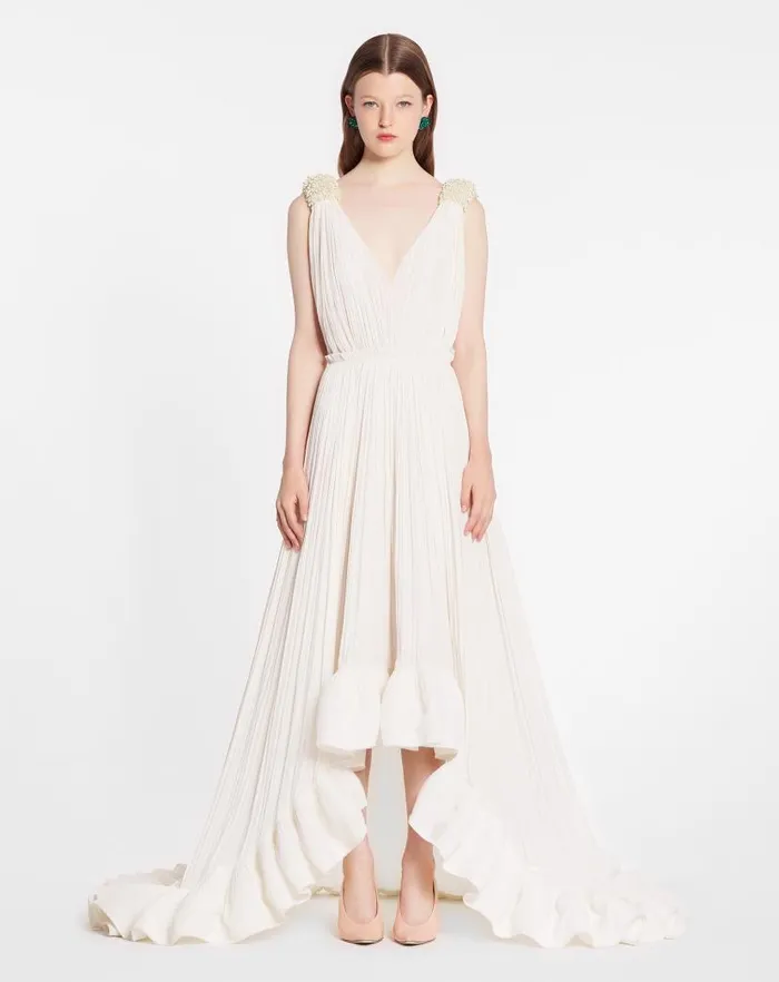 Women Lanvin Dresses Floor Length Evening Gown In Charmeuse Off White