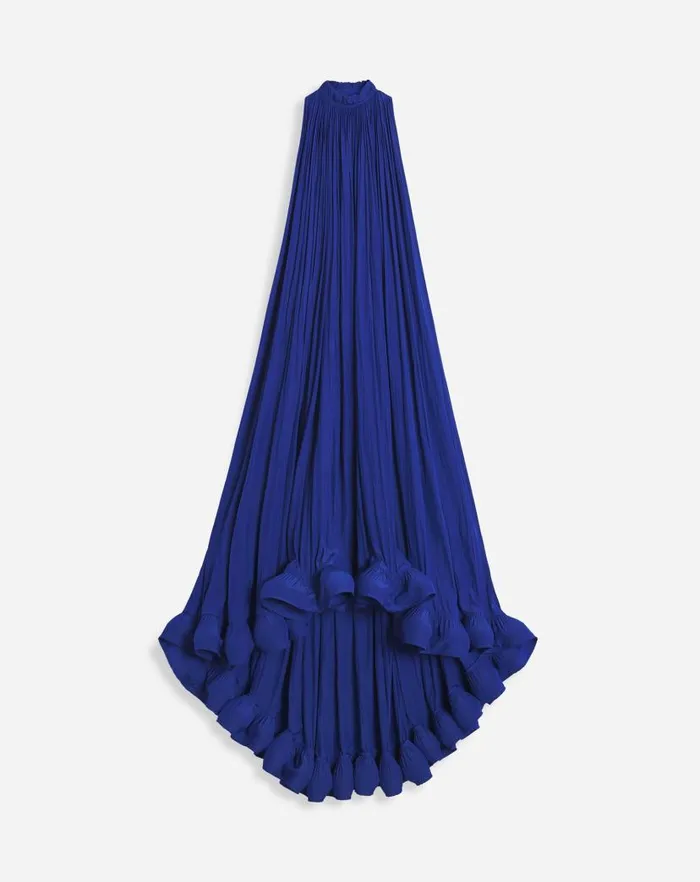 Women Lanvin Dresses Long Charmeuse Tribute Dress Indigo