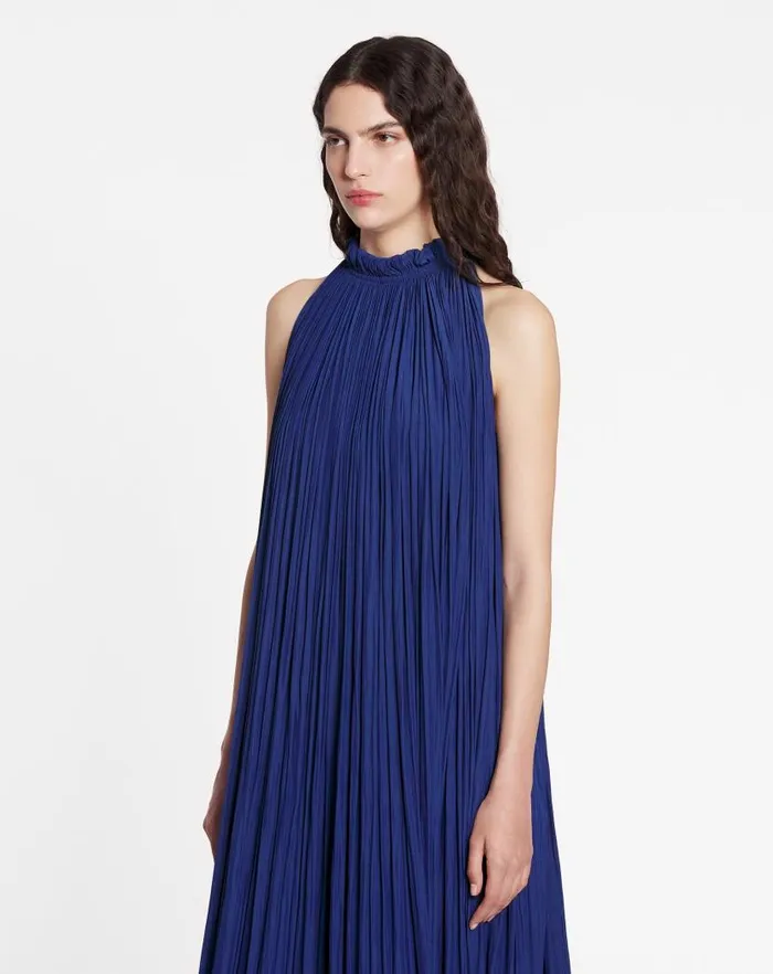 Women Lanvin Dresses Long Charmeuse Tribute Dress Indigo